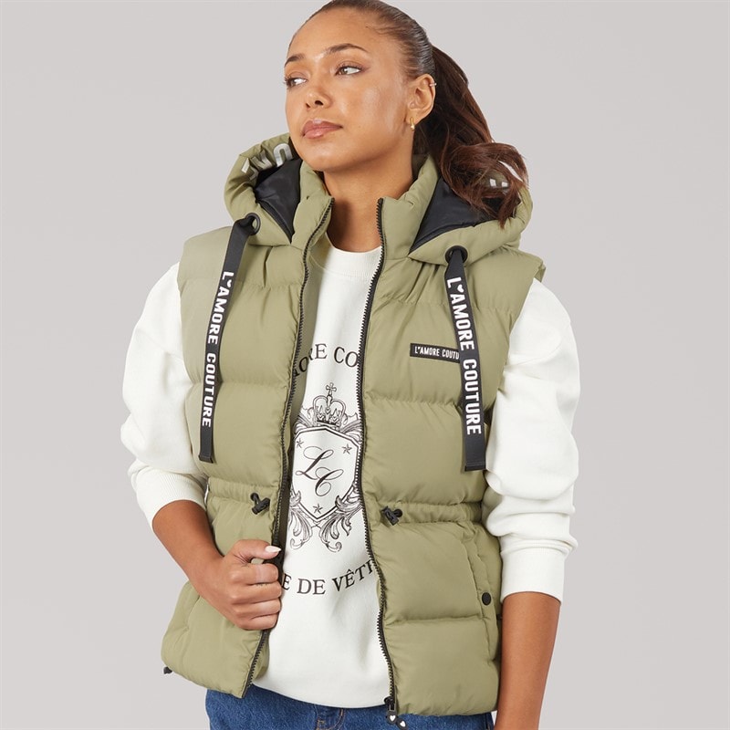 L'amore Couture Dame Starling Kort Vest Khaki