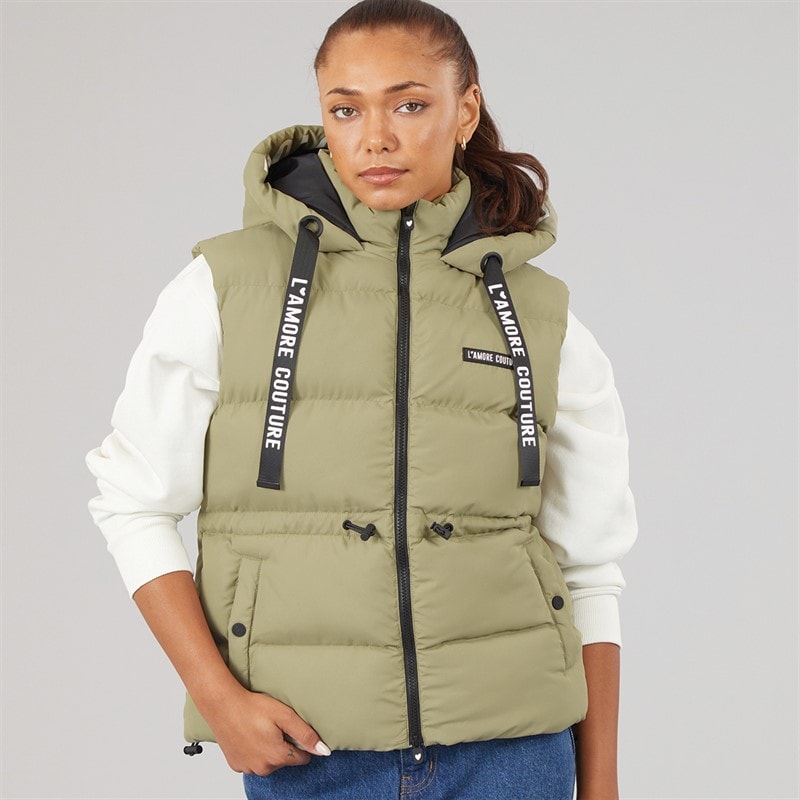 L'amore Couture Dame Starling Kort Vest Khaki - Billede 3