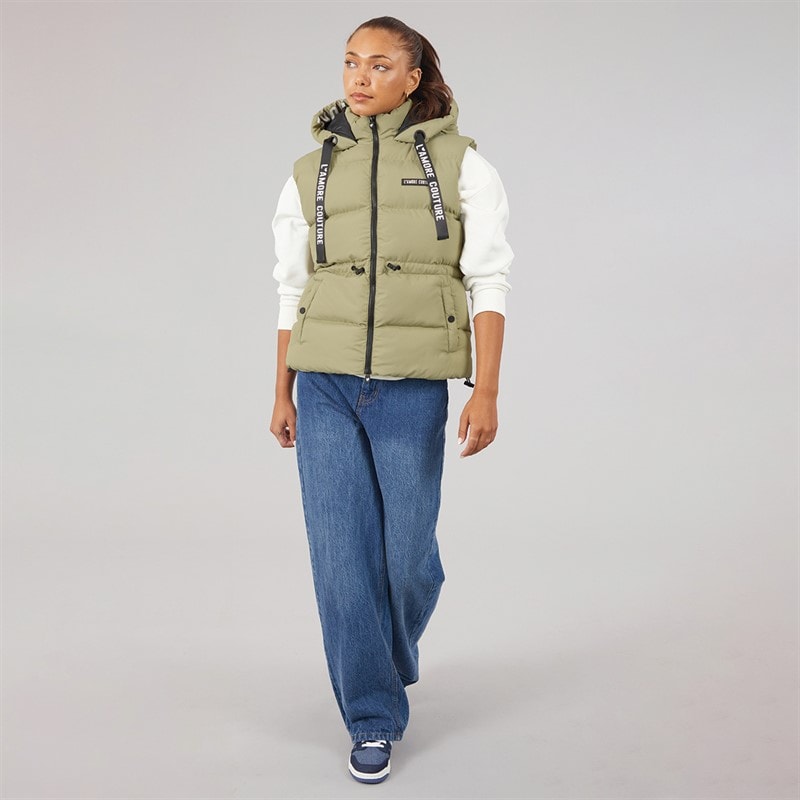 L'amore Couture Dame Starling Kort Vest Khaki - Billede 4