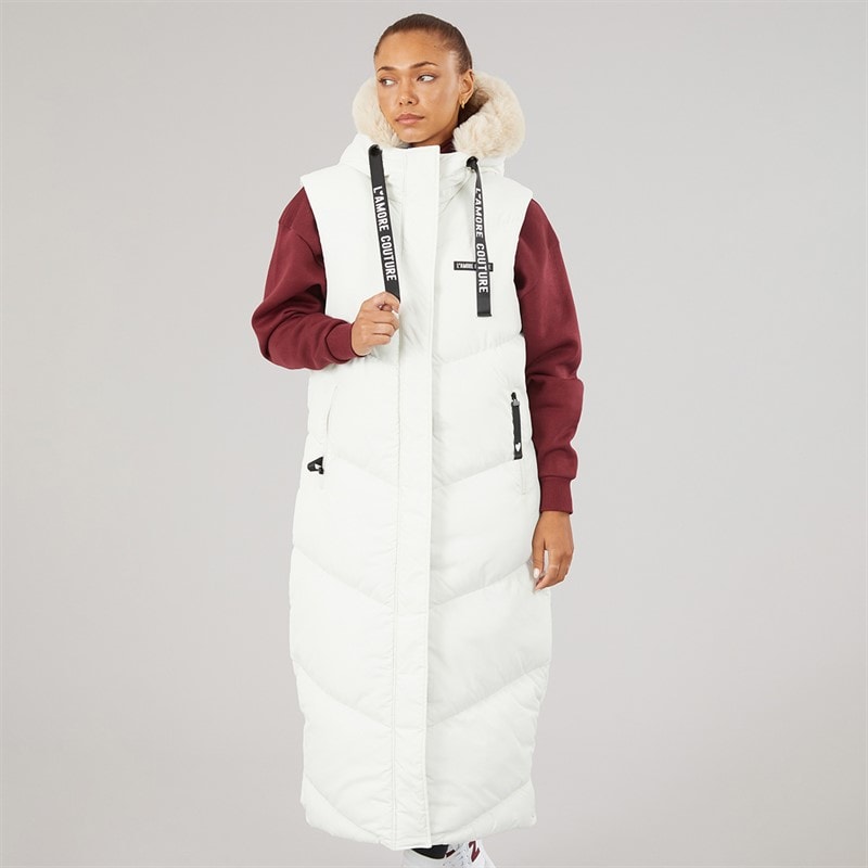 L'amore Couture Dame Maddy Lang Vest Cream - Billede 3