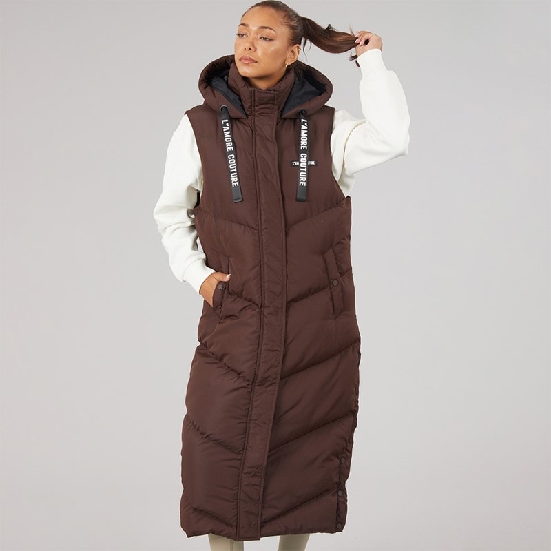 L'amore Couture Dame Høst Lang Vest Chocolate - Billede 3