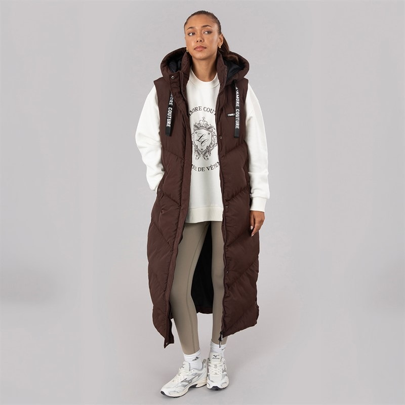 L'amore Couture Dame Høst Lang Vest Chocolate - Billede 4