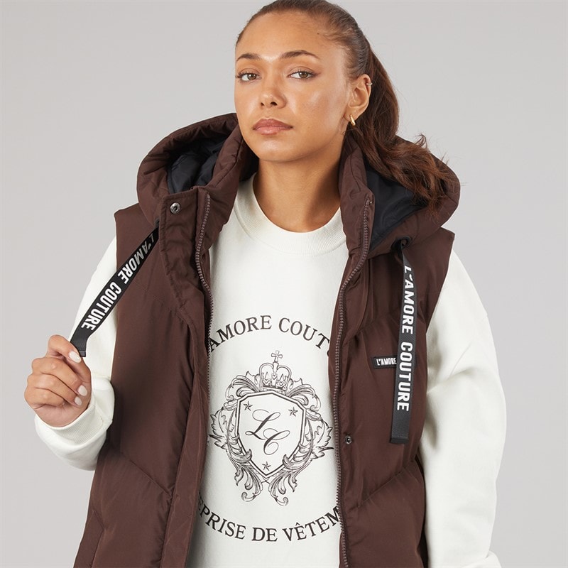 L'amore Couture Dame Høst Lang Vest Chocolate - Billede 5