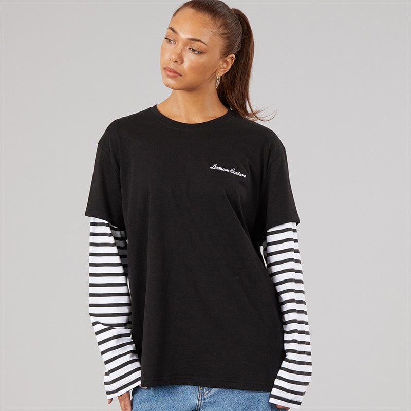 L'amore Couture Dame Cali 2 I 1 Langærmet T Shirt Sort