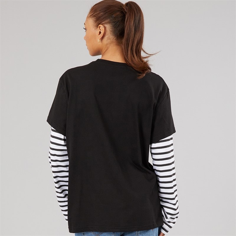 L'amore Couture Dame Cali 2 I 1 Langærmet T Shirt Sort - Billede 2