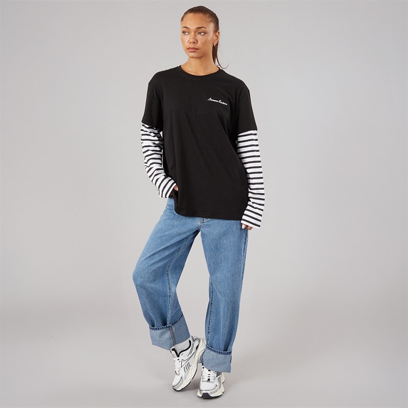 L'amore Couture Dame Cali 2 I 1 Langærmet T Shirt Sort - Billede 3