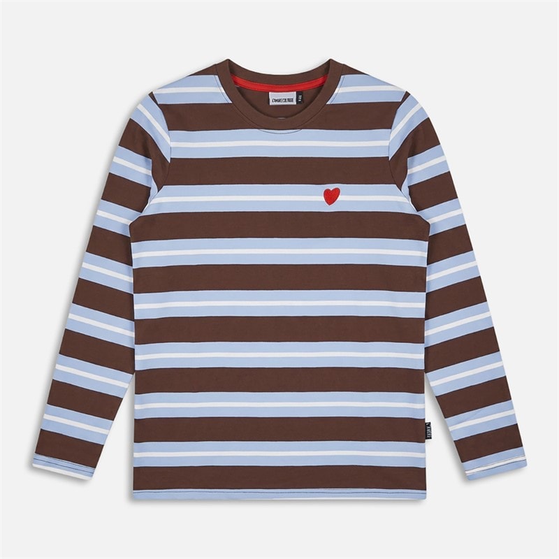 L'amore Couture Dame Elowyn Tre Pak Langærmede T Shirts Stribe, Brun, Hvid - Billede 2