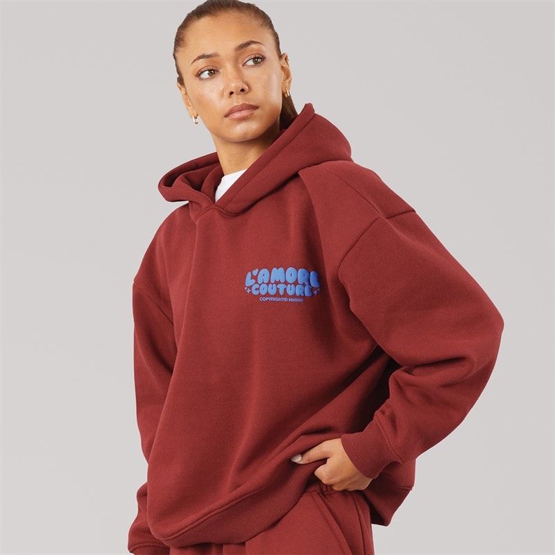 L'amore Couture Dame afslappet hoodie Burgundy - Billede 1