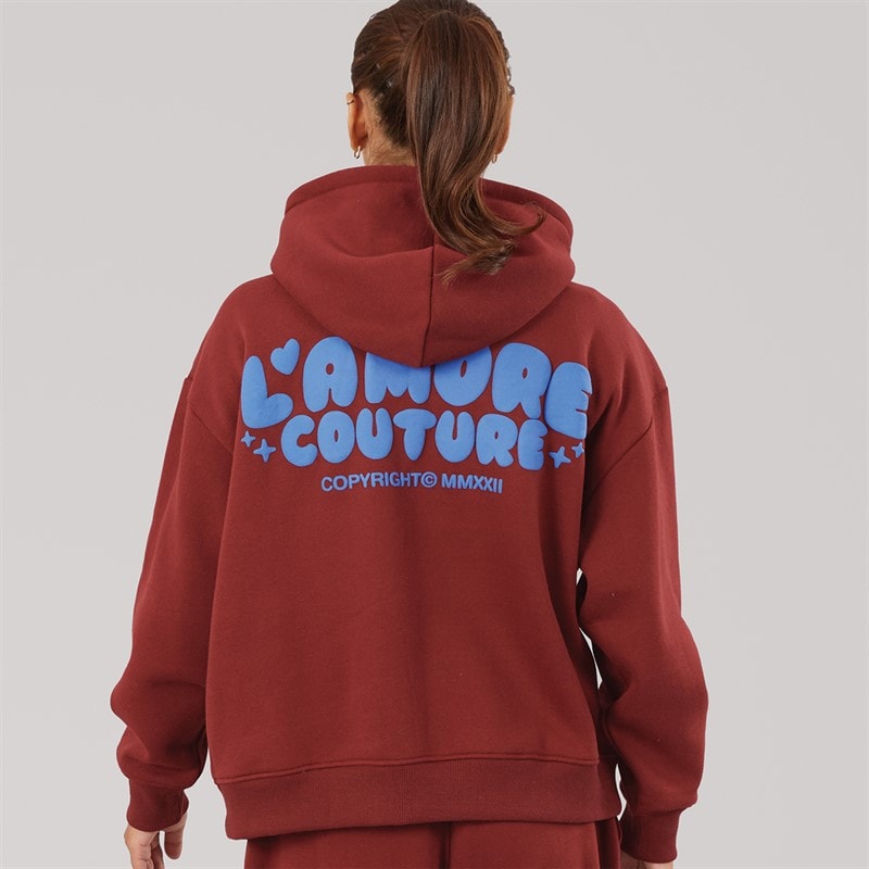 L'amore Couture Dame afslappet hoodie Burgundy - Billede 2