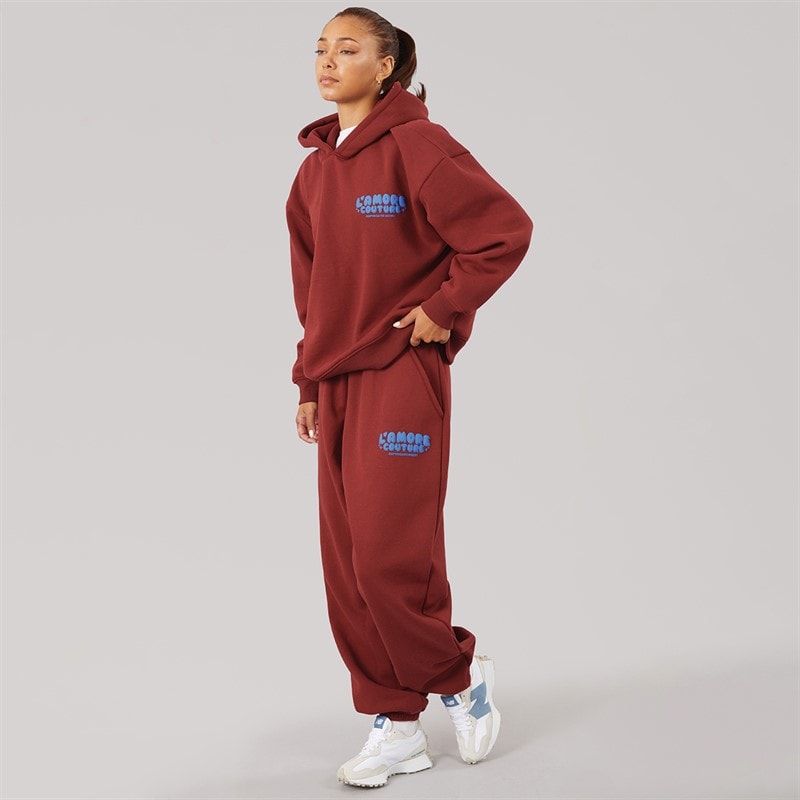 L'amore Couture Dame afslappet hoodie Burgundy - Billede 3