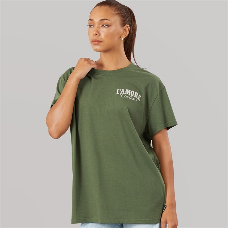 L'amore Couture Dame Meliora Oversized T-shirt Khaki - Billede 2