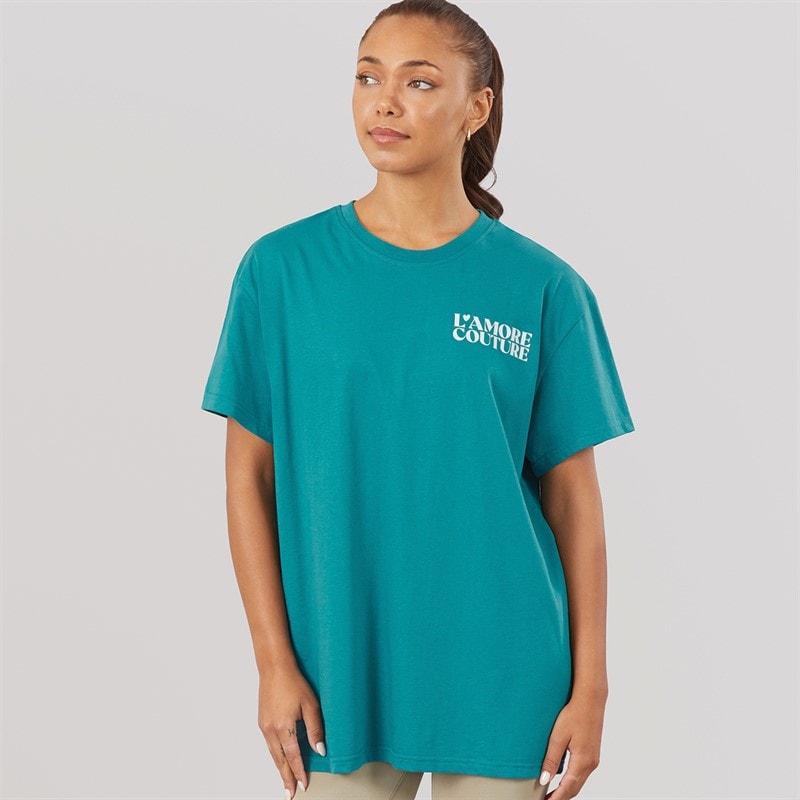 L'amore Couture Dame Yara Oversized T-shirt Teal - Billede 2