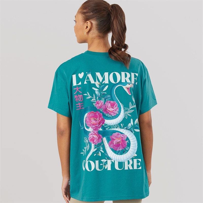 L'amore Couture Dame Yara Oversized T-shirt Teal - Billede 3