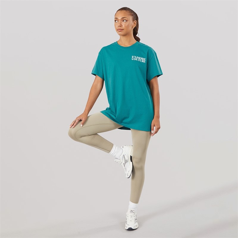 L'amore Couture Dame Yara Oversized T-shirt Teal - Billede 4