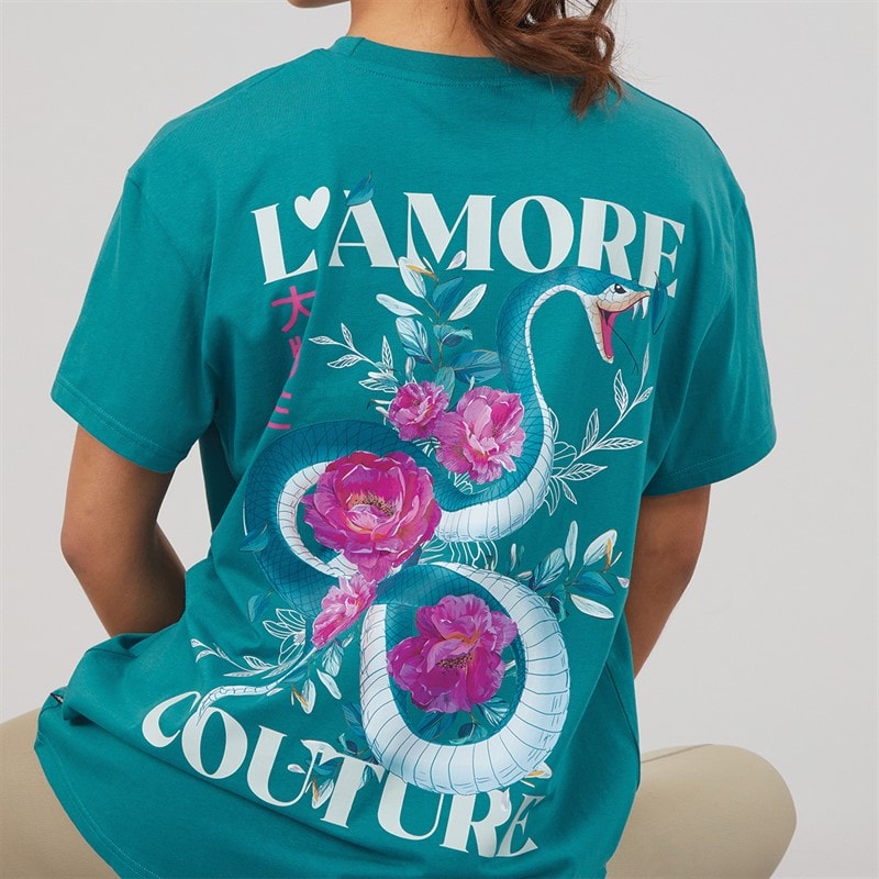 L'amore Couture Dame Yara Oversized T-shirt Teal - Billede 5