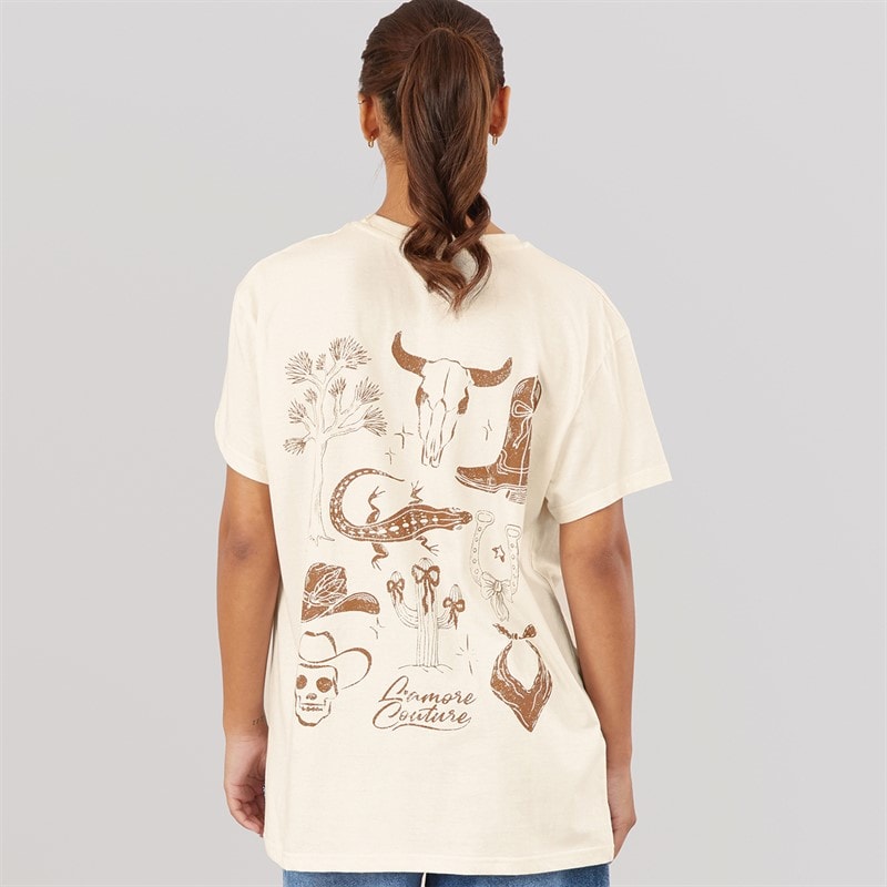 L'amore Couture Dame Marlow Oversized T-shirt Cream - Billede 2