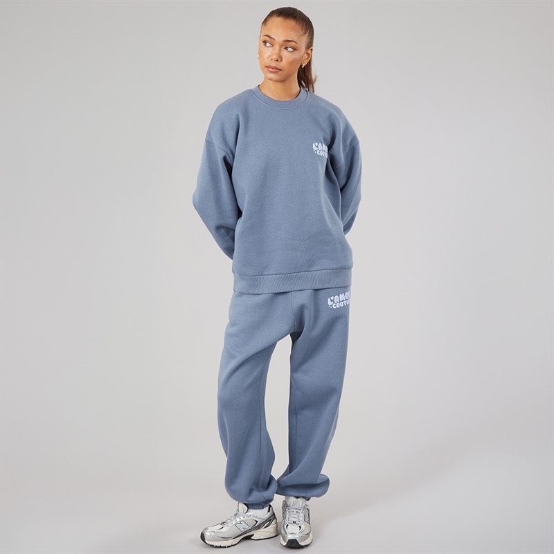 L'amore Couture Dame Breia Sweatshirt Og Joggers Træningsdragt Stone Blue - Billede 4