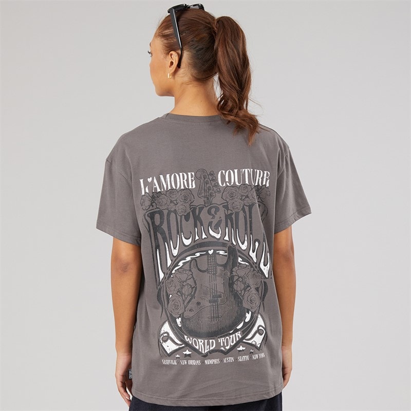 L'amore Couture Dame Sorrell Oversized T Shirt Charcoal