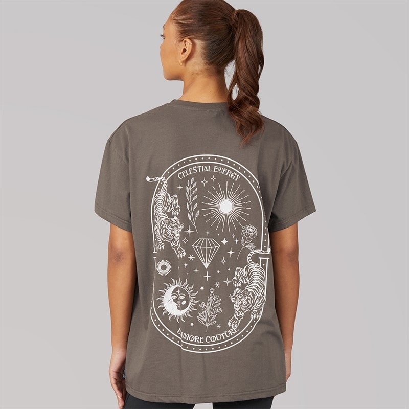 L'amore Couture Dame Juniper Oversized T-shirt Charcoal