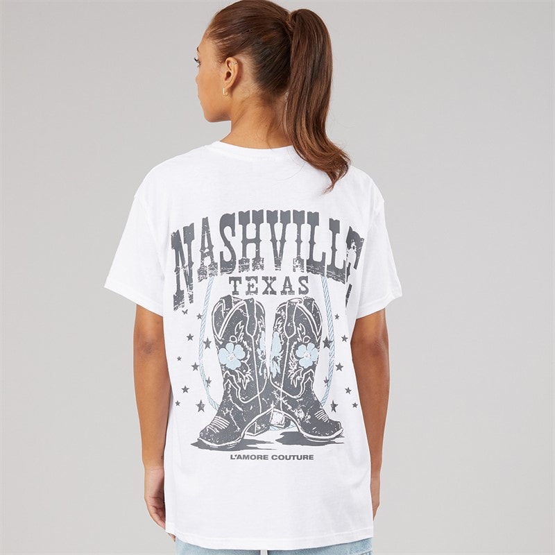 L'amore Couture Dame Texas T-shirt Hvid - Billede 3