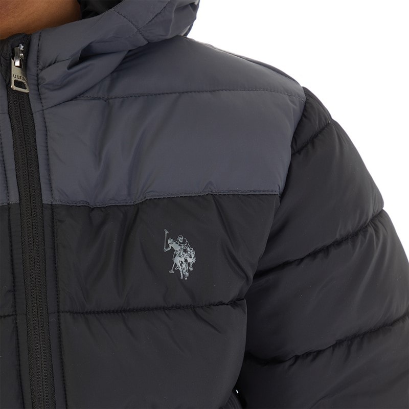 U.S. POLO ASSN. Drenge Farveblok Åg Pufferjakke Sort - Billede 3