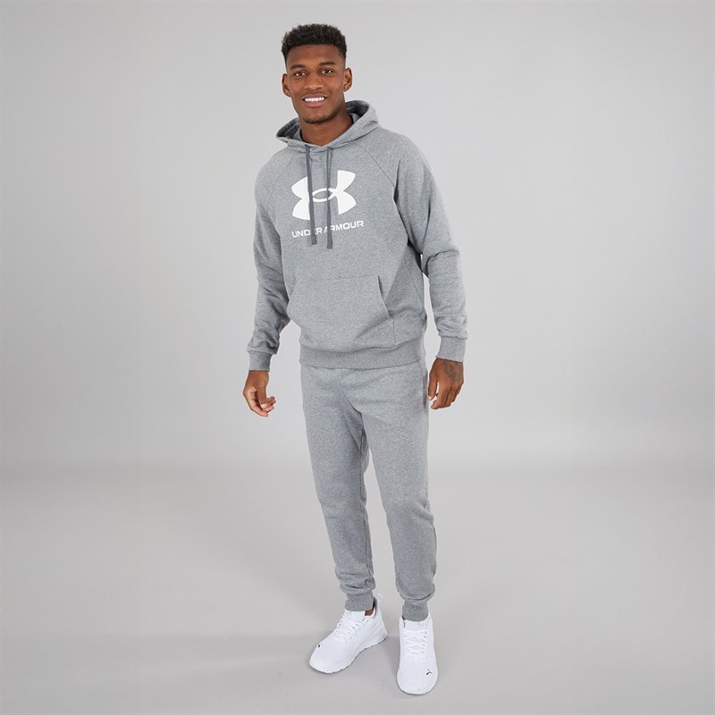 Under Armour Herre UA Rival Fleece Joggingbukser Castlerock Lys Heather/Hvid - Billede 4