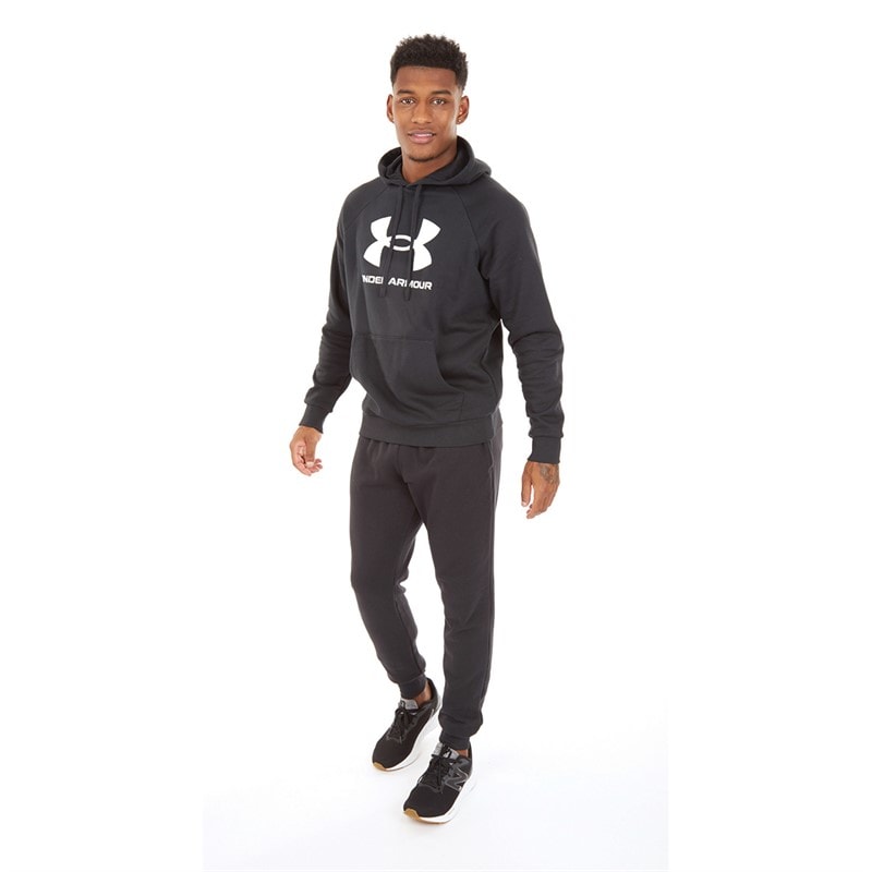 Under Armour Mænd UA Rival Fleece Logo Hoodie Sort/Hvid - Billede 3