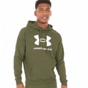 Under Armour Hættetrøje til Herre UA Rival Fleece Logo Marine OD Grøn/Hvid