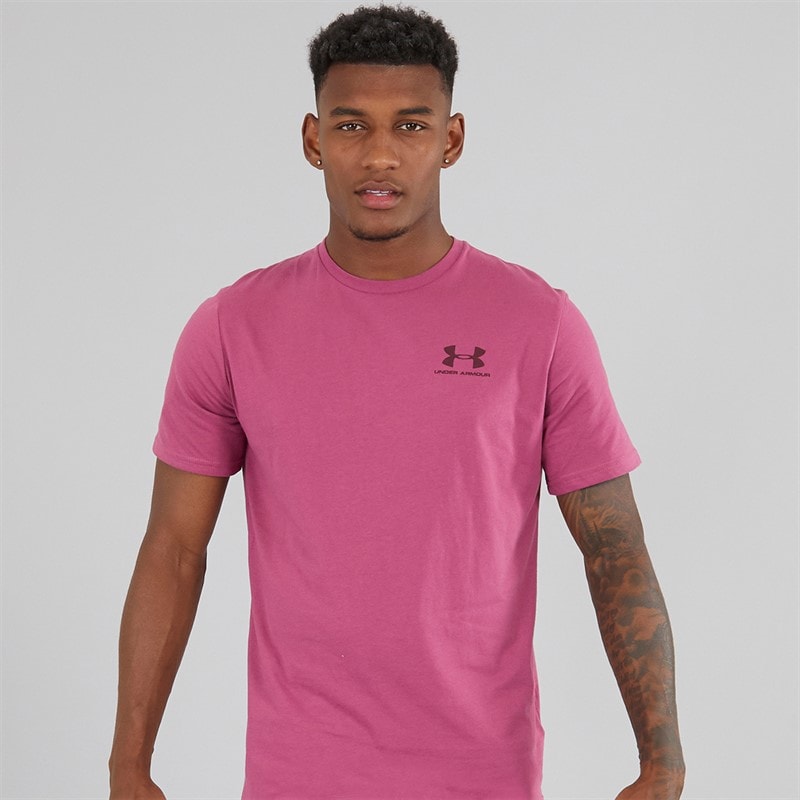 Under Armour Herre UA Sportstyle Venstre Bryst Kortærmet T-shirt Fuchsia Dusk / Mørk Maroon