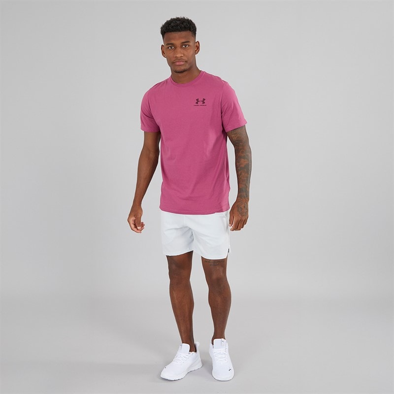 Under Armour Herre UA Sportstyle Venstre Bryst Kortærmet T-shirt Fuchsia Dusk / Mørk Maroon - Billede 4
