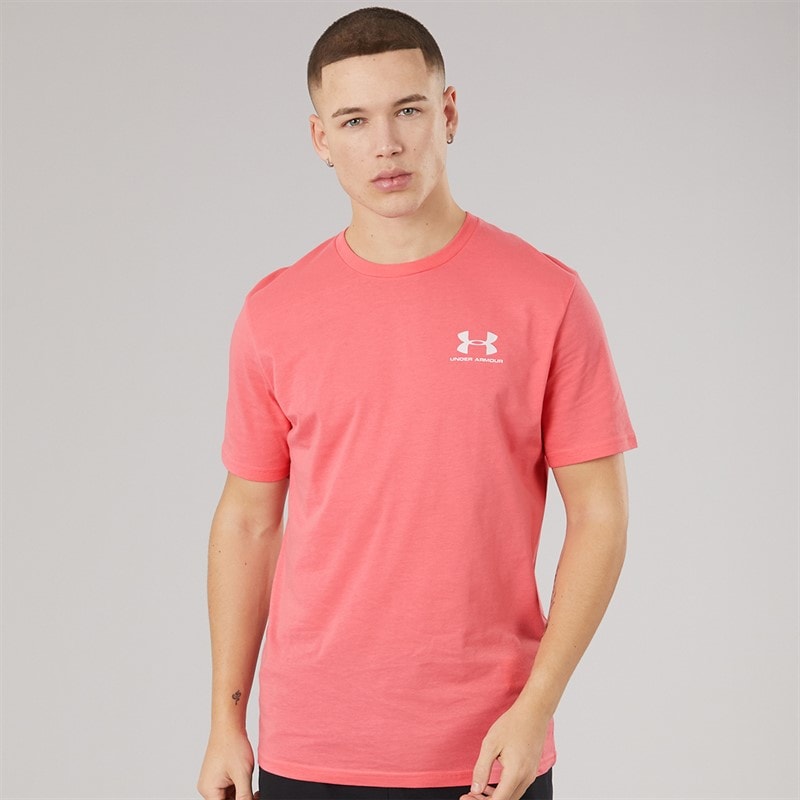 Under Armour Herre UA Sportstyle venstre bryst kortærmet t-shirt Bittersweet Pink/Hvid