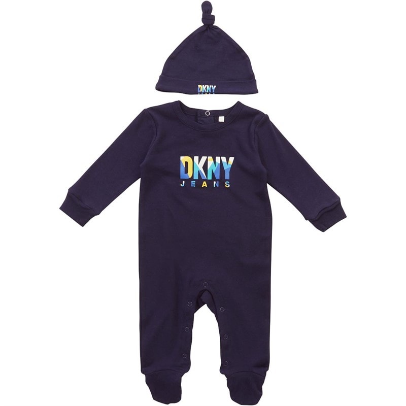 DKNY Jeans Baby Drenge outfit med knudehat sæt Navy