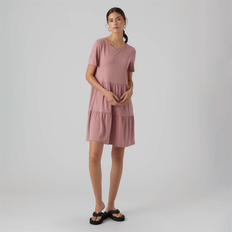 Vero Moda Dame Filli Calia Kortærmet Mini Kjole Nostalgi Rose - Billede 1