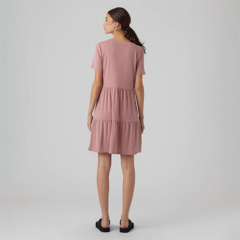 Vero Moda Dame Filli Calia Kortærmet Mini Kjole Nostalgi Rose - Billede 2