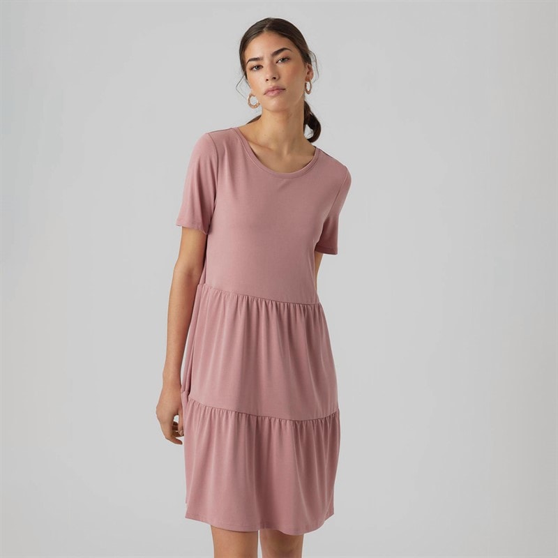 Vero Moda Dame Filli Calia Kortærmet Mini Kjole Nostalgi Rose - Billede 3