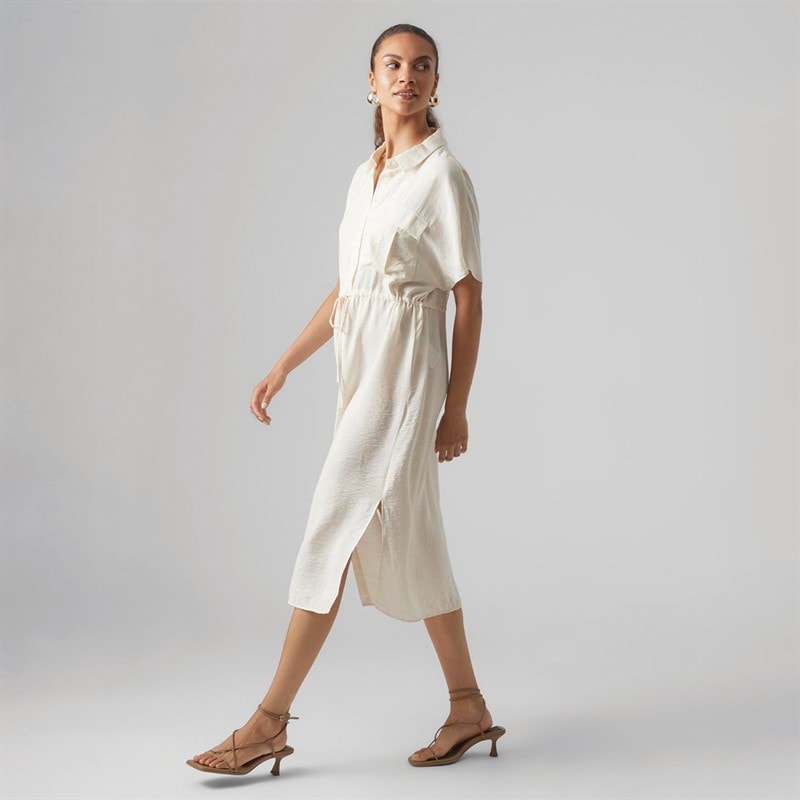 Vero Moda Dame Iris Kortærmet Skjorte Kjole Pearled Ivory - Billede 4