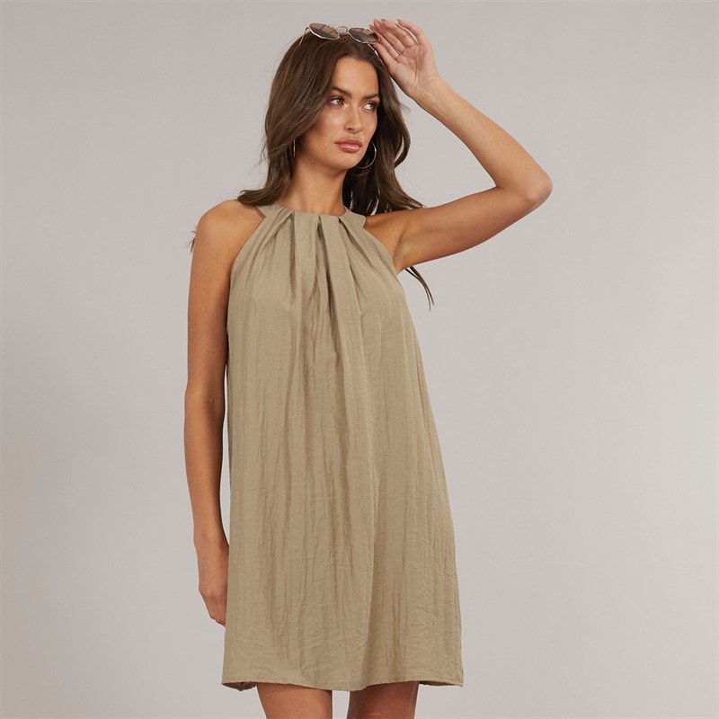 Vero Moda Dame Evalina Halterneck Mini Kjole Sølv Mink - Billede 1