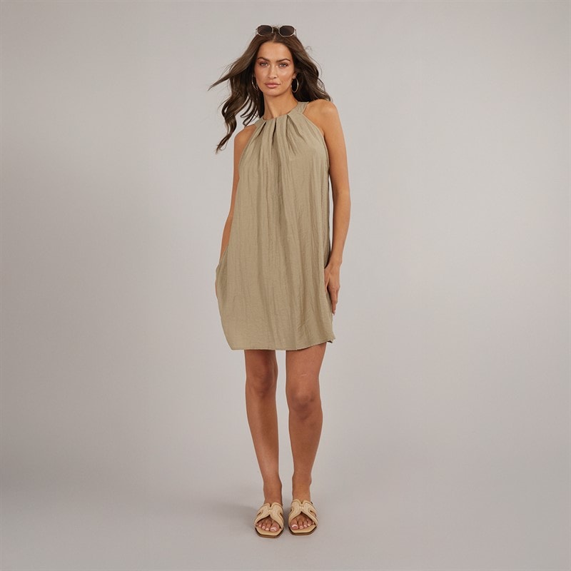 Vero Moda Dame Evalina Halterneck Mini Kjole Sølv Mink - Billede 3