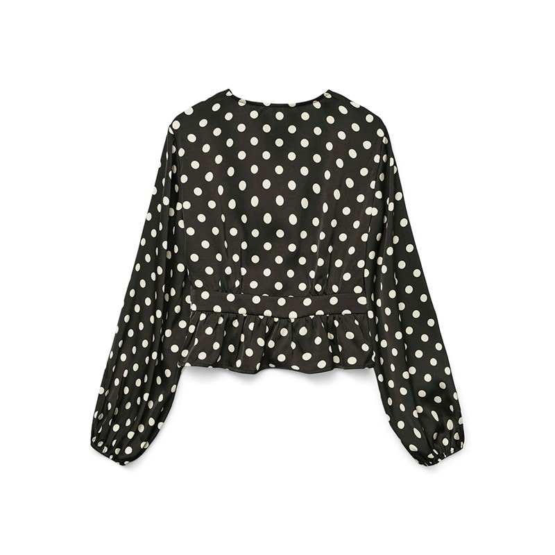 Vero Moda Dame Savana Lang Ærme V-Hals Top Sort - Billede 2