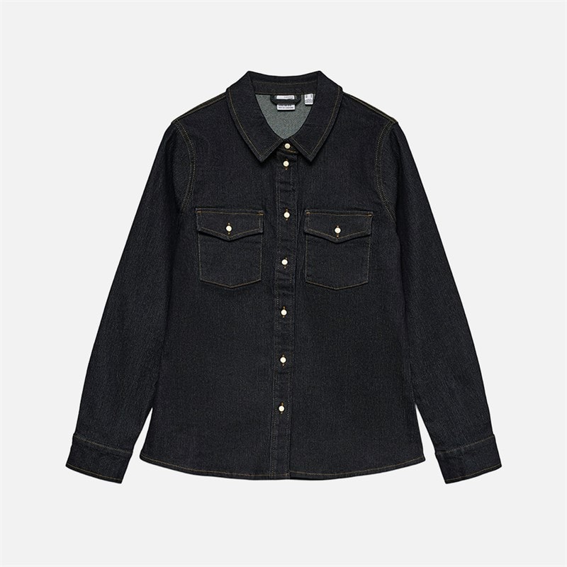 Vero Moda Dame Liv Fitted Denim Skjorte Mørkeblå Denim