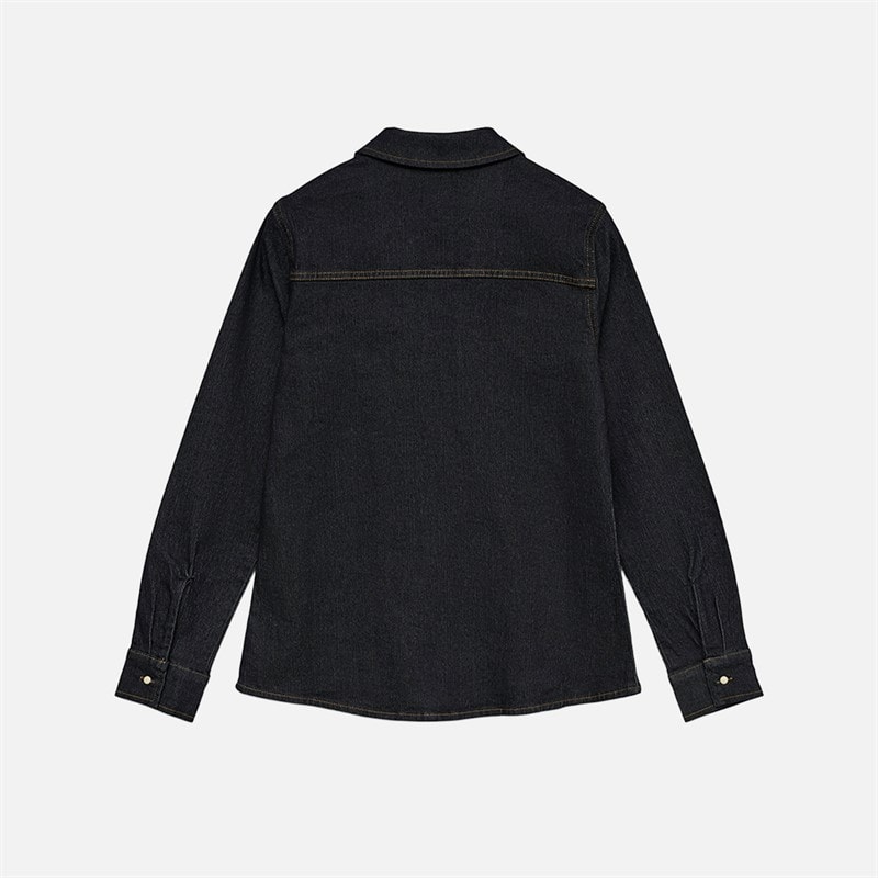 Vero Moda Dame Liv Fitted Denim Skjorte Mørkeblå Denim - Billede 2