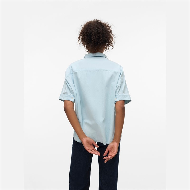 Vero Moda Dame Emberley Denim Skjorte Lyseblå Denim - Billede 2