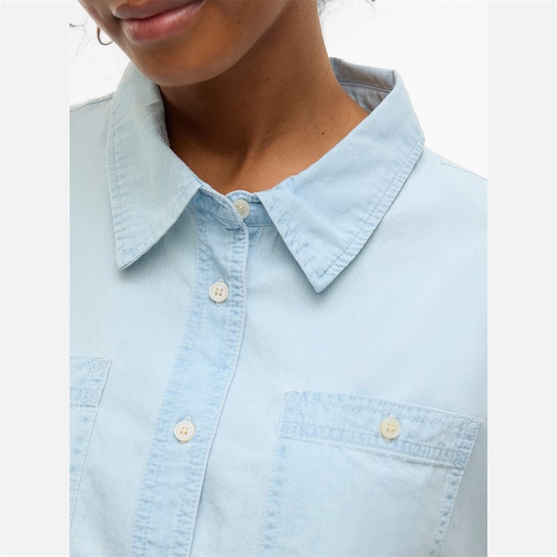 Vero Moda Dame Emberley Denim Skjorte Lyseblå Denim - Billede 3