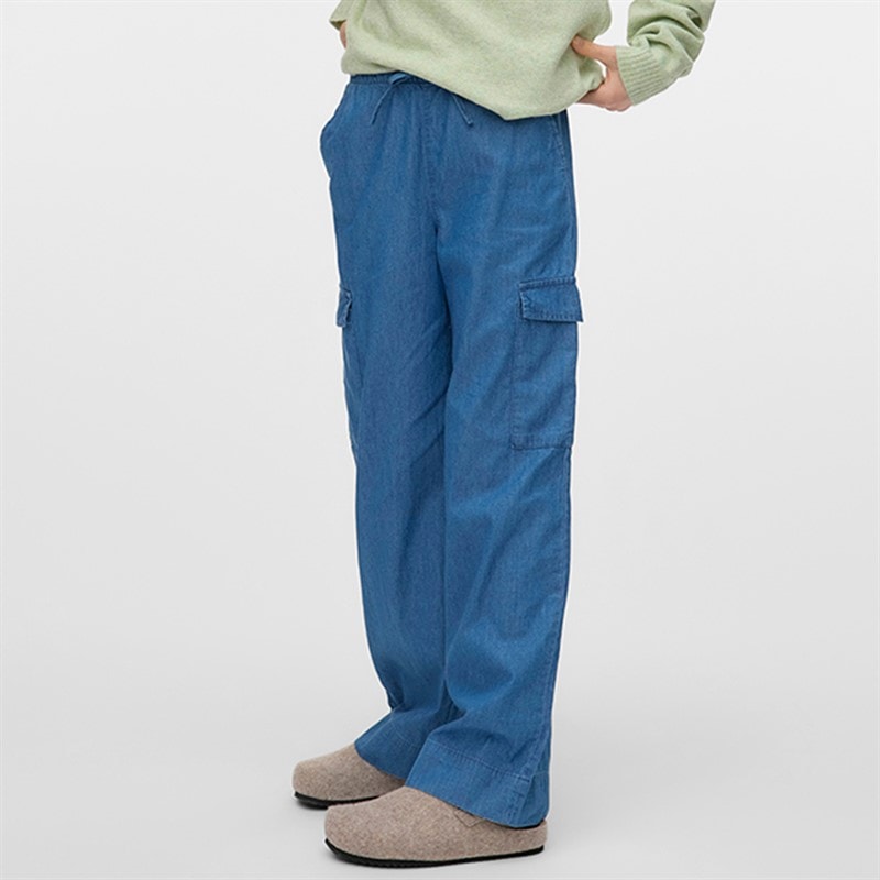 Vero Moda Piger Demi Cargobukser Medium Blue Denim - Billede 1