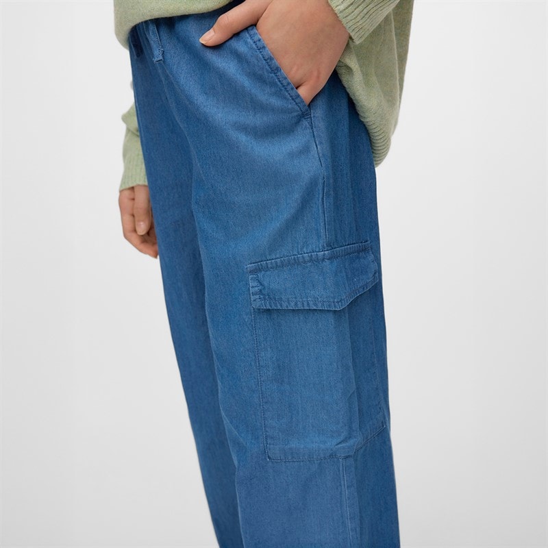 Vero Moda Piger Demi Cargobukser Medium Blue Denim - Billede 3