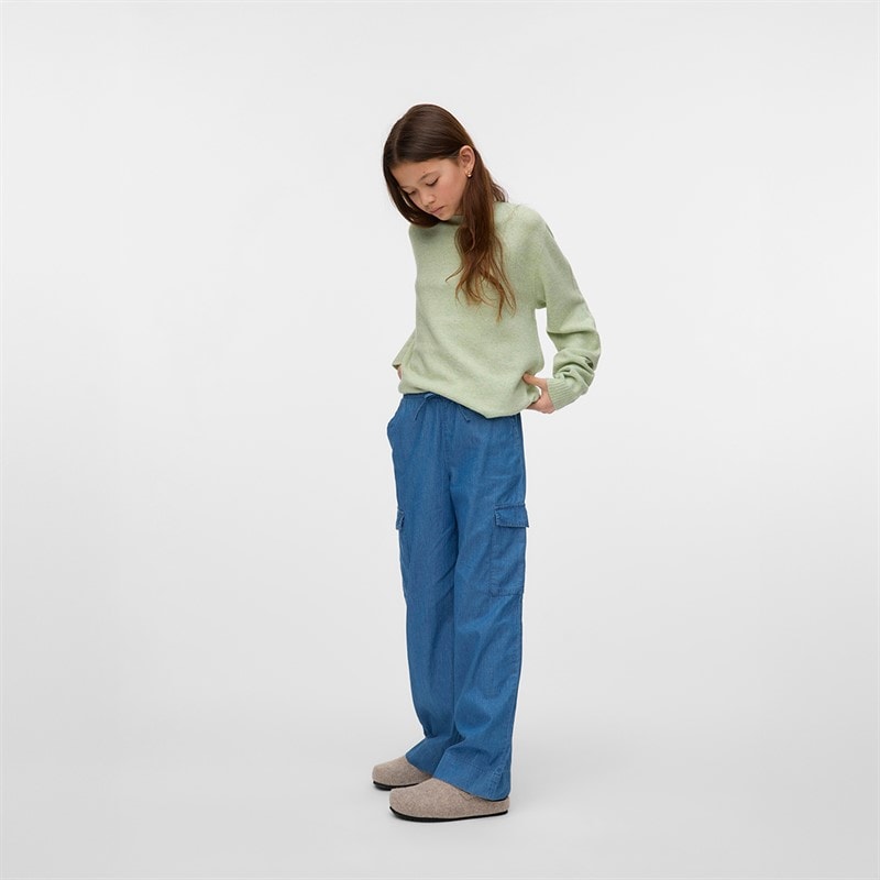 Vero Moda Piger Demi Cargobukser Medium Blue Denim - Billede 4