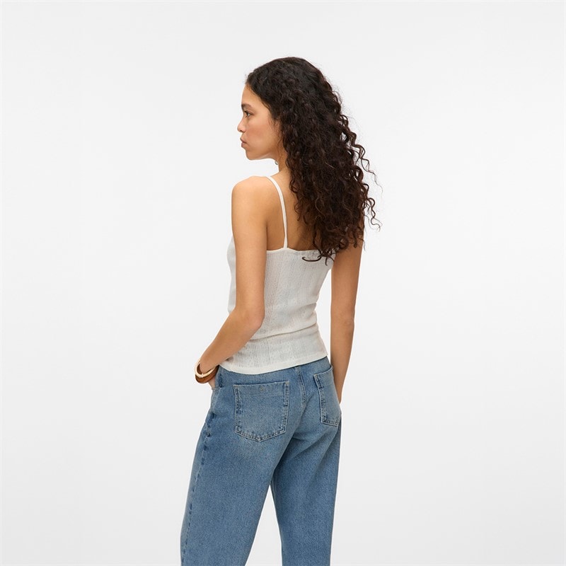 Vero Moda Dame Lisa Pointelle Vest Sne Hvid - Billede 2