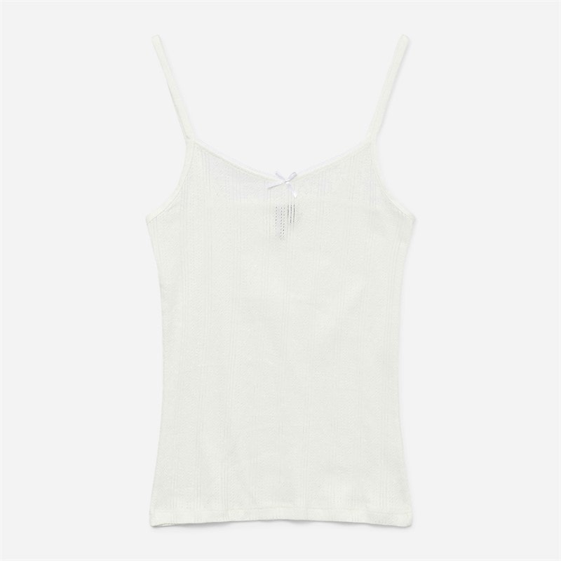 Vero Moda Dame Lisa Pointelle Vest Sne Hvid - Billede 4