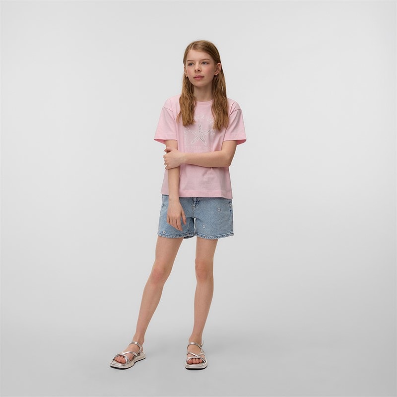 Vero Moda Piger Palma Mette T Shirt Pink-A-Boo - Billede 3