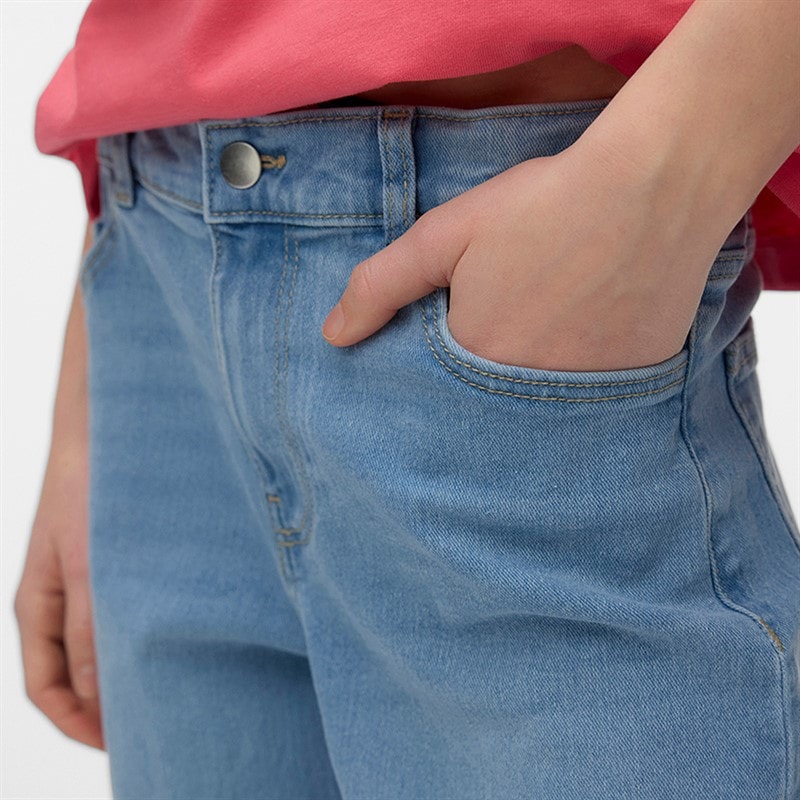 Vero Moda Piger Dråbe Mid Støvler Lyseblå denim - Billede 3